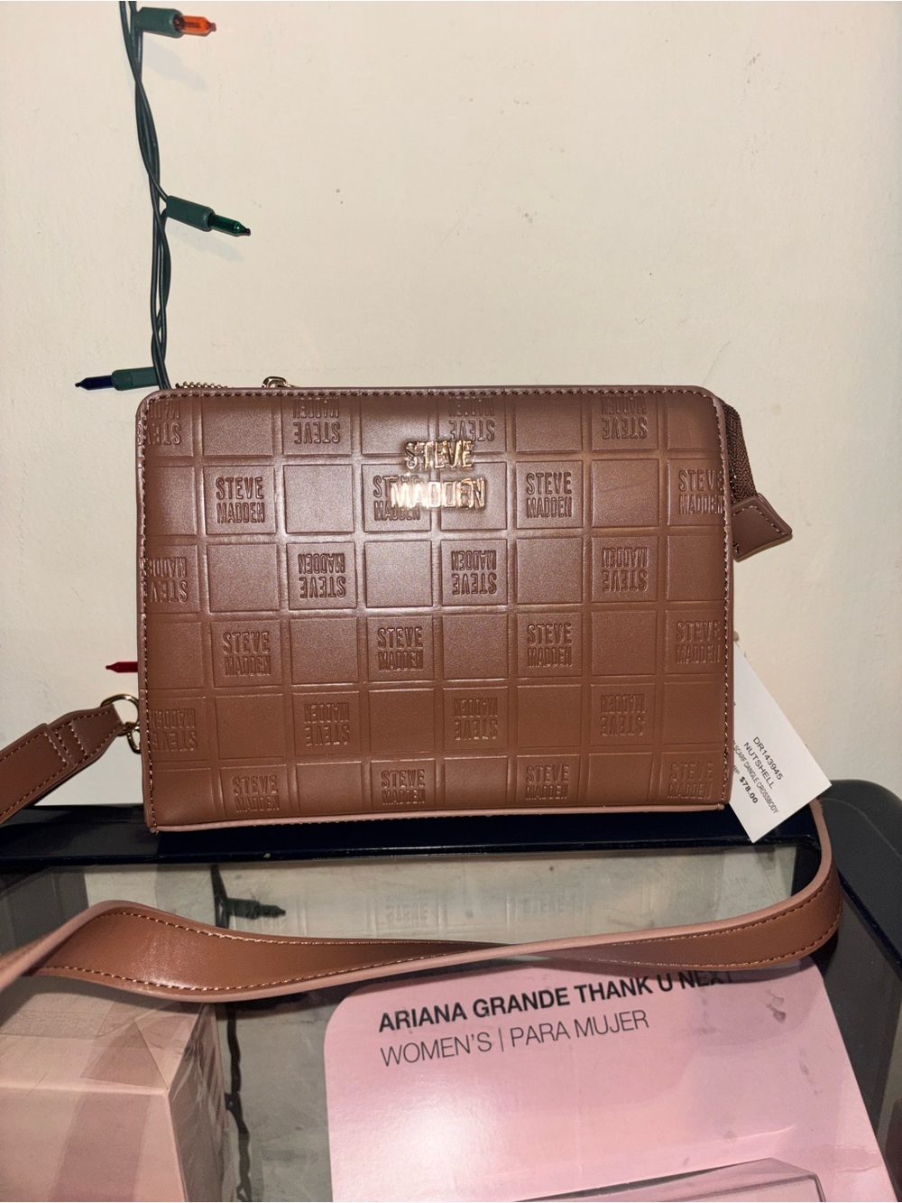 Steve Madden Tan Embossed Logo Crossbody Bag